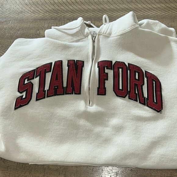 STANFORD🏫🌲HalfZip PullOverPatch HoodieKangaroo🦘Pockets The Wind of Freedom Blows - Picture 14 of 16